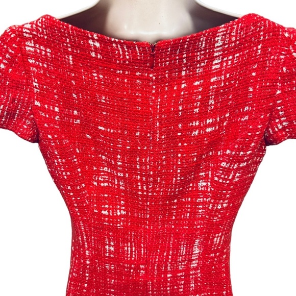 PRADA Tweed Jackie Red Dress Knee Length size 40 Short Sleeve - Picture 9 of 14